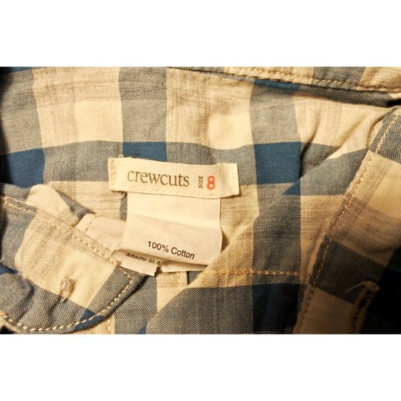 CREWCUTS white and blue checkered shirt size 8 - Picture 4 of 5